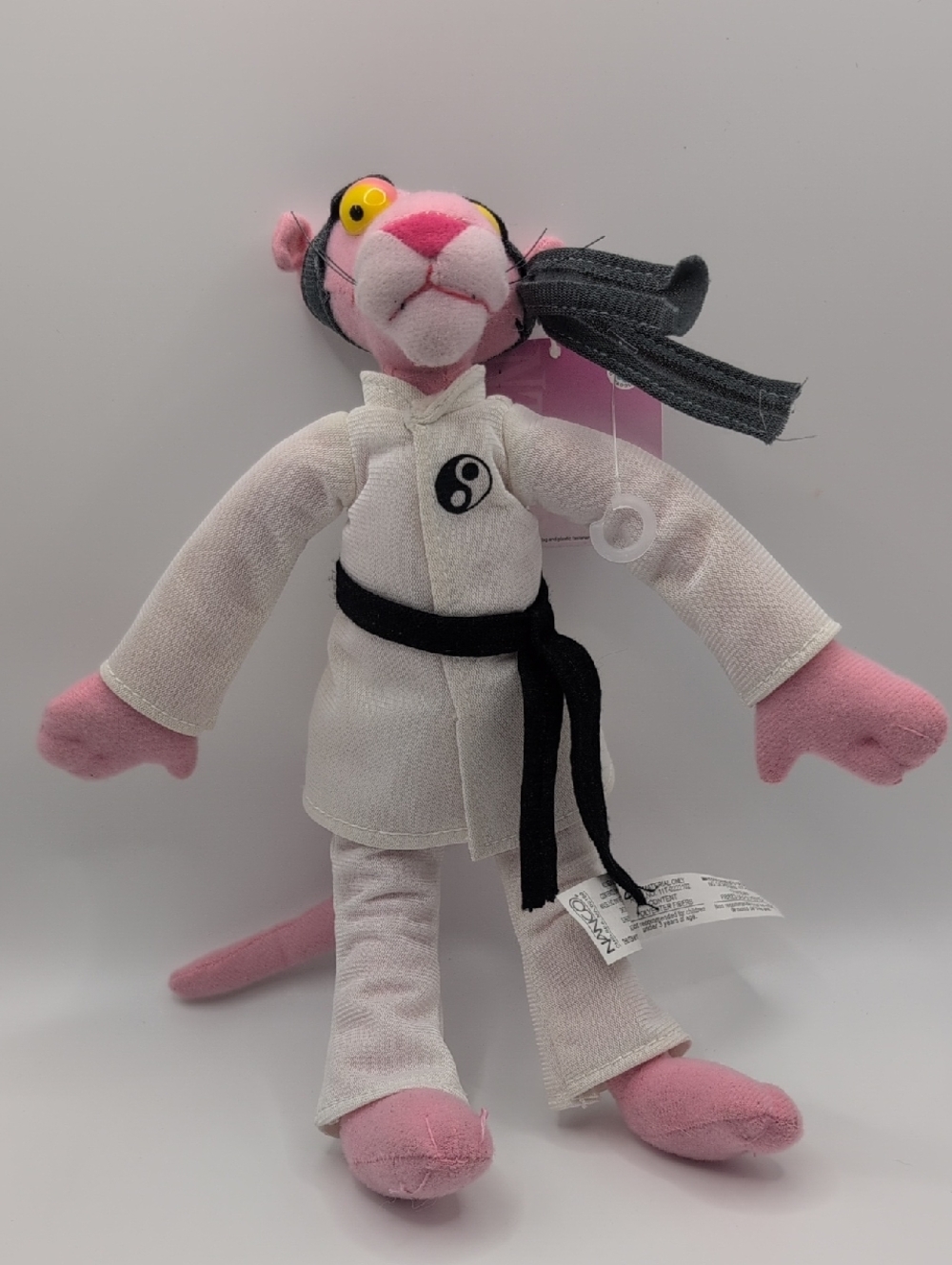 Pink Panther Plush in White Martial Arts Outfit Retro NWTags 90s Nostalgia